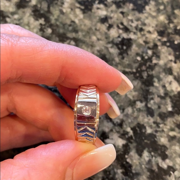 8mm Mens Engagement Ring 14k White Yellow Gold - Picture 9 of 10